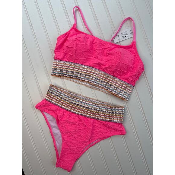 NWT Cupshe Bikini Set Two-Piece Swimsuit High-Waist Push Up Beach Bundle Sz M - Picture 3 of 6